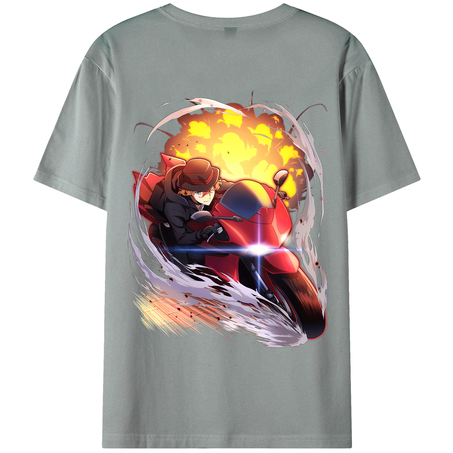 （画像用） 文豪ストレイドッグス Bungo Stray Dogs 綿100％ メンズ半袖Tシャツ（バックプリント） 通気性